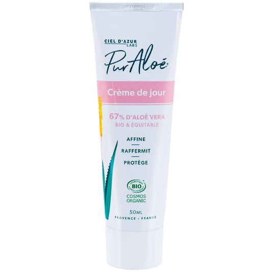 Crème Hydratante Visage Femme Aloe Vera Bio, Commerce Équitable PURALOE le tube de 50mL