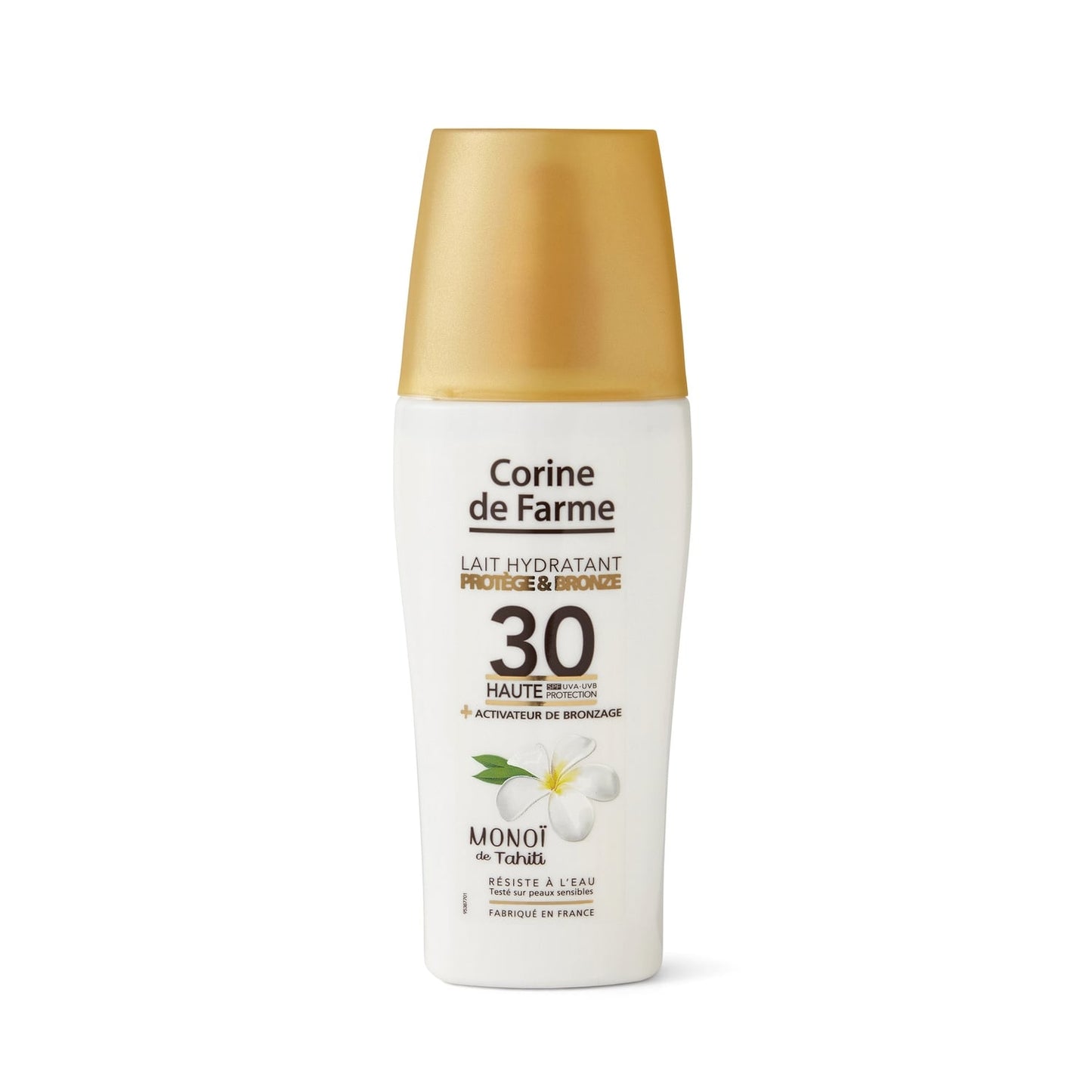 Crème solaire Lait Corps Spf 30 Activateur de Bronzage Hydratant Monoï de Tahiti CORINE DE FARME 