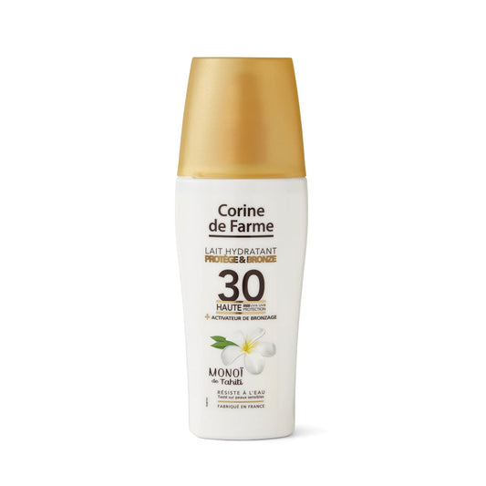 Crème solaire Lait Corps Spf 30 Activateur de Bronzage Hydratant Monoï de Tahiti CORINE DE FARME 