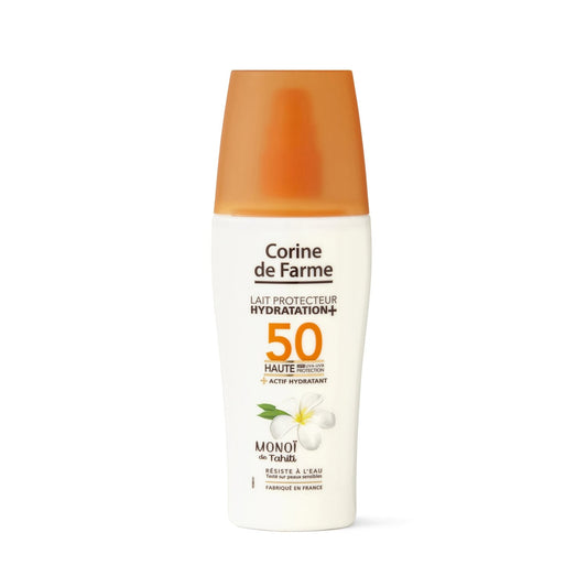 Crème Solaire Lait Corps Spf 50+ Hydratant Aloe Vera Monoï de Tahiti CORINE DE FARME le flacon de 150mL