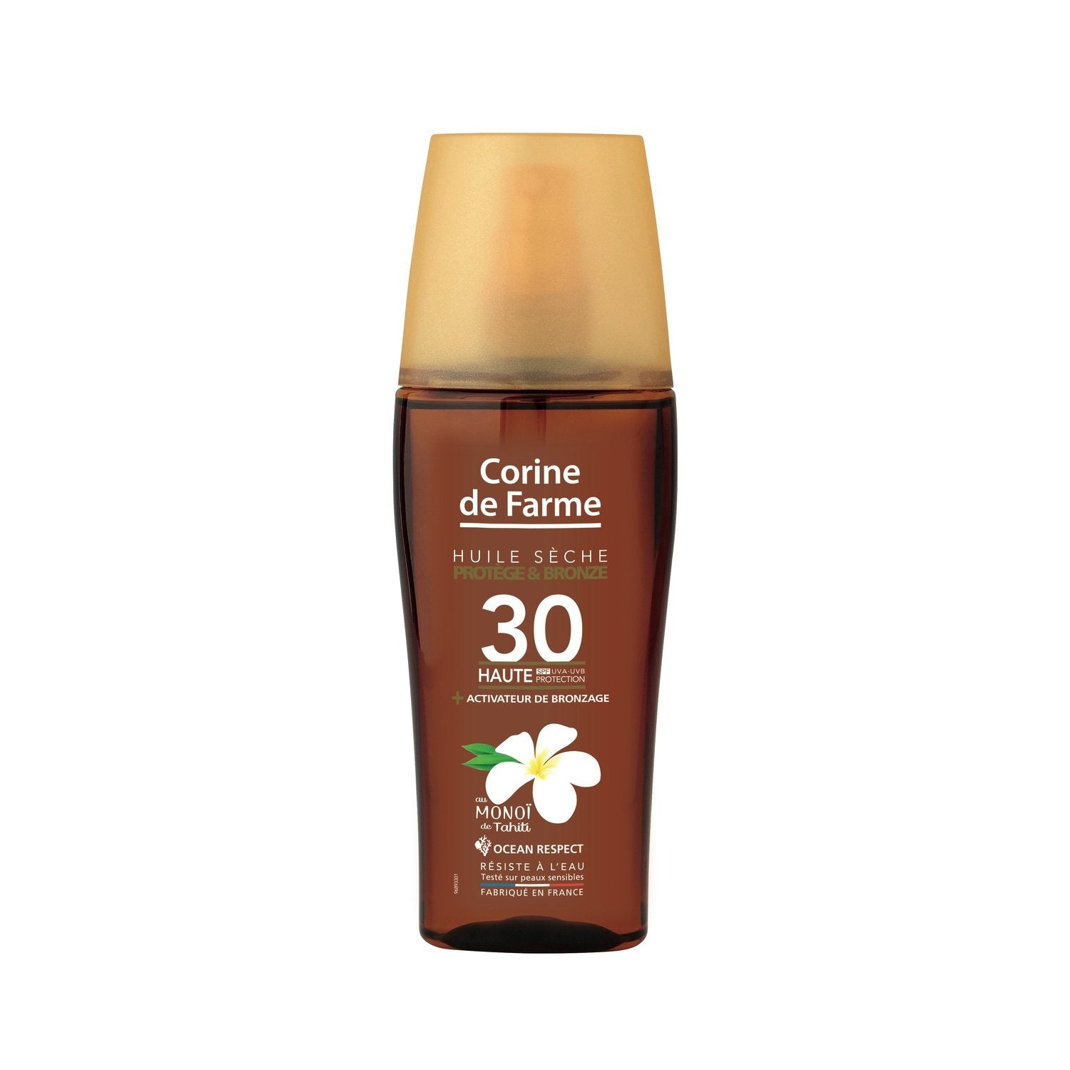 Huile Solaire Corps Spf 30 Protection et Bronzage Monoi de Tahiti CORINE DE FARME le flacon de 150mL