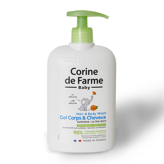 Gel Douche Bébé Corps et Cheveux Surgras CORINE DE FARME le flacon de 500 ml