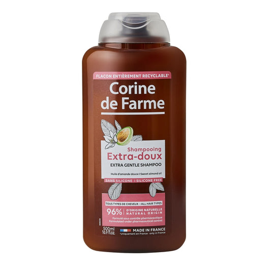 Shampoing Extra-Doux Tous Types de Cheveux Huile d'Amande Douce CORINE DE FARME le flacon de 500mL
