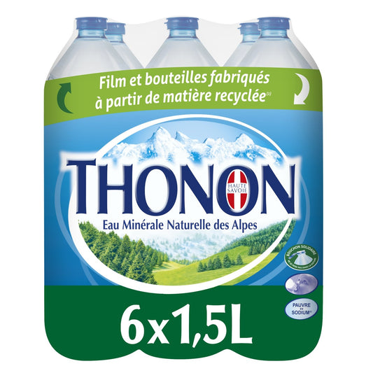 Eau Minérale Naturelle Plate THONON le pack de 6 bouteilles de 1,5L
