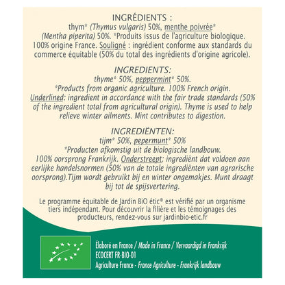 Infusion Thym Menthe Bio JARDIN BIO ETIC