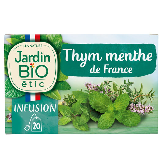 Infusion Thym Menthe Bio JARDIN BIO ETIC la boîte de 20 sachets