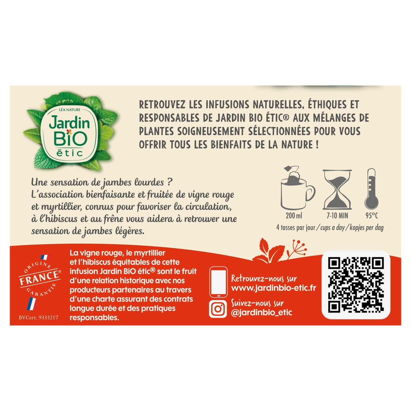 Infusion Circulation Vigne Rouge Bio JARDIN BIO ETIC