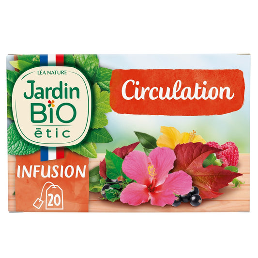Infusion Circulation Vigne Rouge Bio JARDIN BIO ETIC la boîte de 20 sachets