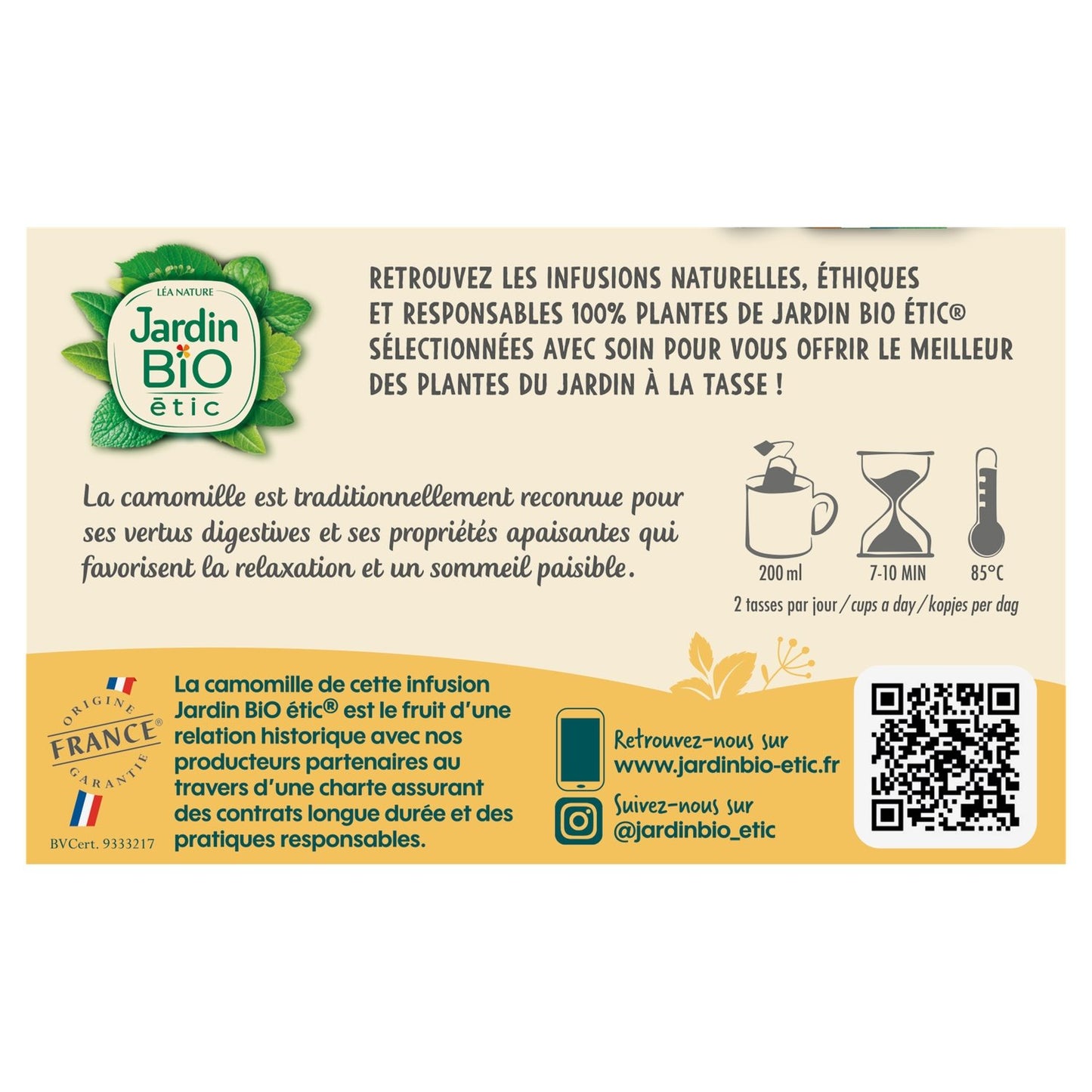 Infusion Camomille Bio JARDIN BIOLOGIQUE