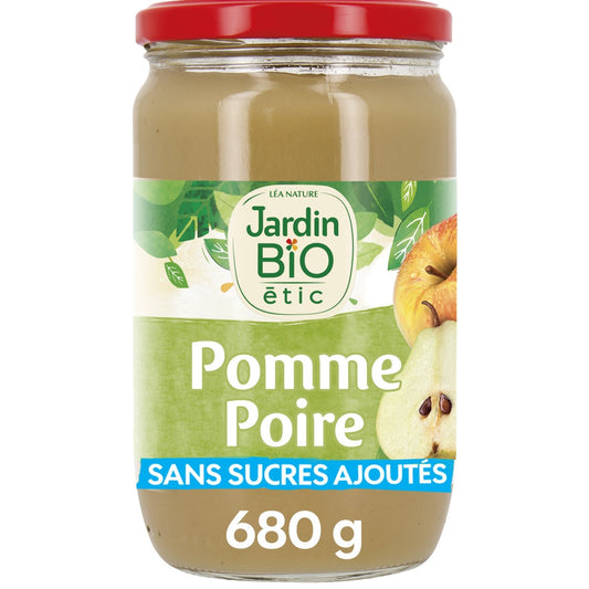 Compote Pomme Poire Bio JARDIN BIO ETIC le bocal de 680g