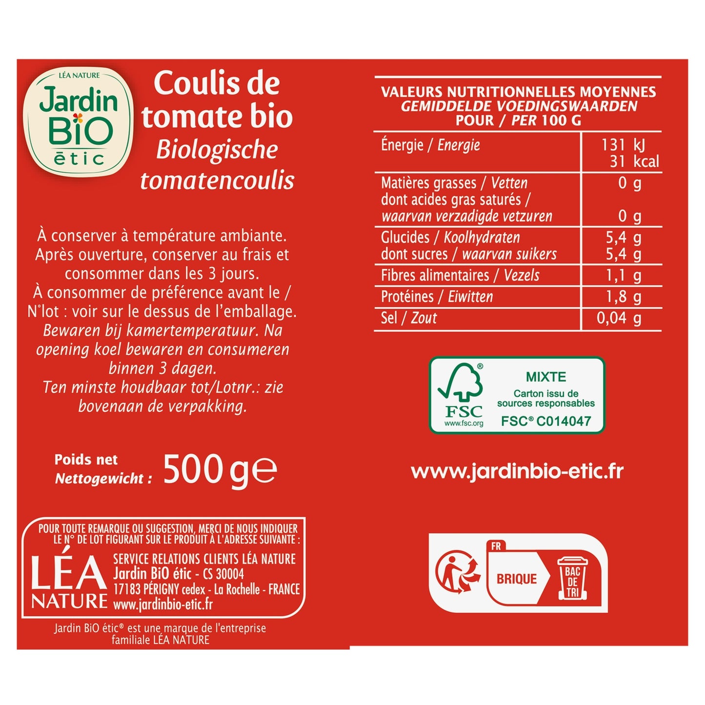 Bio-Tomatencoulis JARDIN BIO ETIC