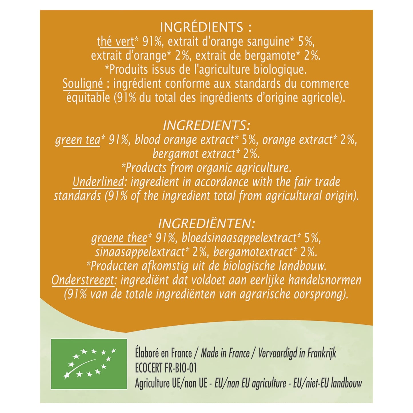 Thé Vert Orange Bergamote Bio JARDIN BIO ETIC