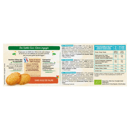 Biscuits Sablés Noix de Coco Citron Bio JARDIN BIO ETIC