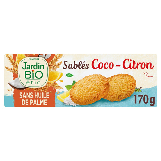 Biscuits Sablés Noix de Coco Citron Bio JARDIN BIO ETIC le paquet de 150g