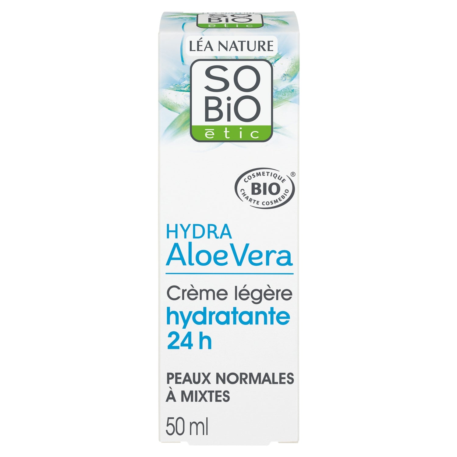 Crème Hydratante 24h Visage Peau Normale à Mixte Aloe Vera Bio SO'BIO ETIC 