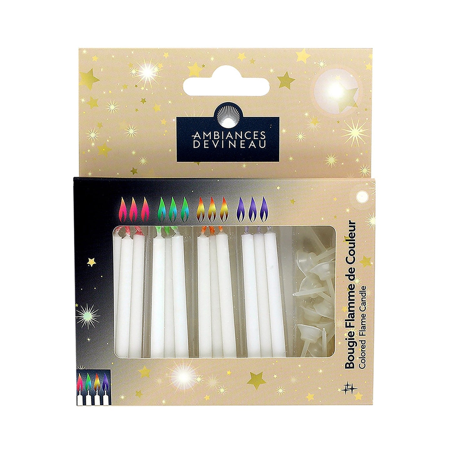 Birthday Candle with Colored Flames X 12 ATMOSPHERES DEVINEAU