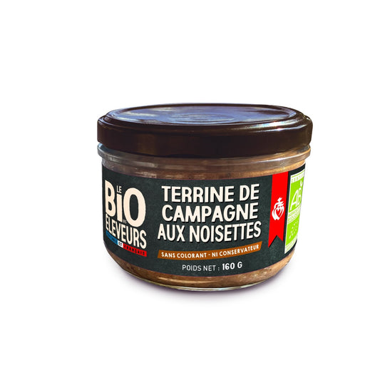 Terrine de Campagne aux Noisettes Bio LE BIO DES ELEVEURS le pot de 160g