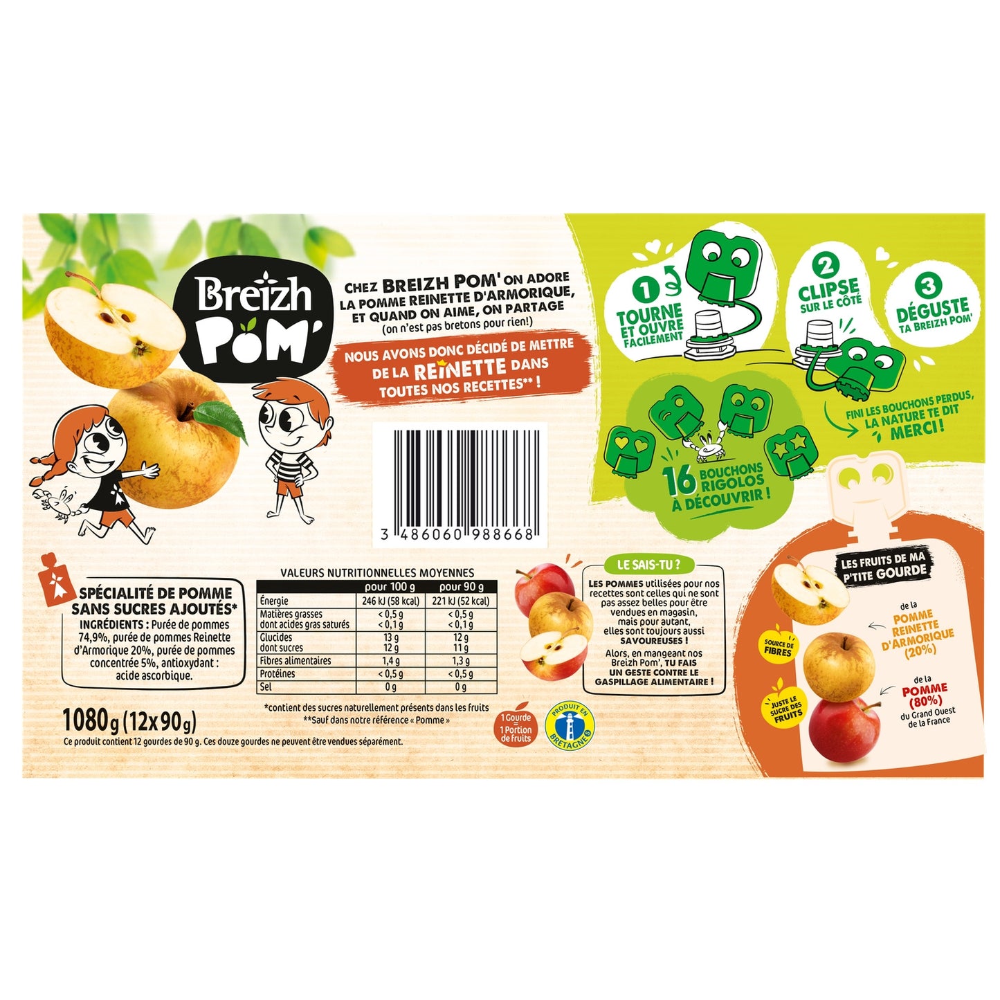 Compote pomme Reinette d'Armorique BREIZH'POM 