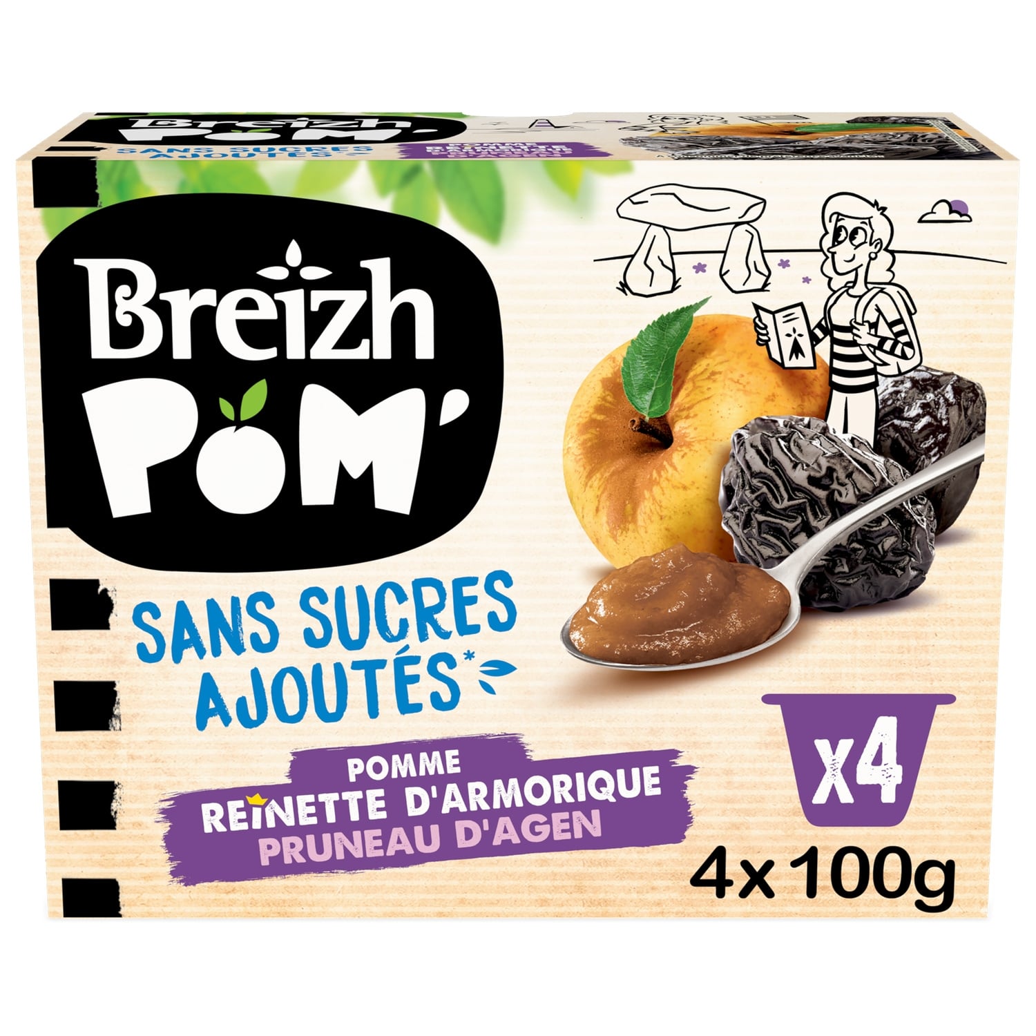 Purée de pomme pruneau d'agen sans sucres ajoutés BREIZH POM' 