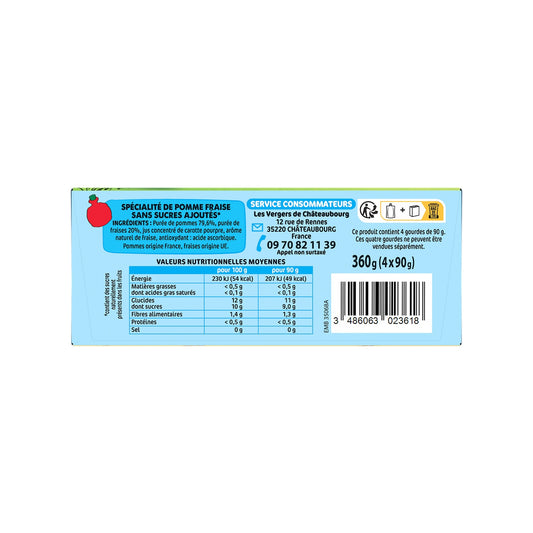 Compote Pomme et Fraise Astérix Sans Sucres Ajoutés LES VERGERS DE CHATEAUBOURG 