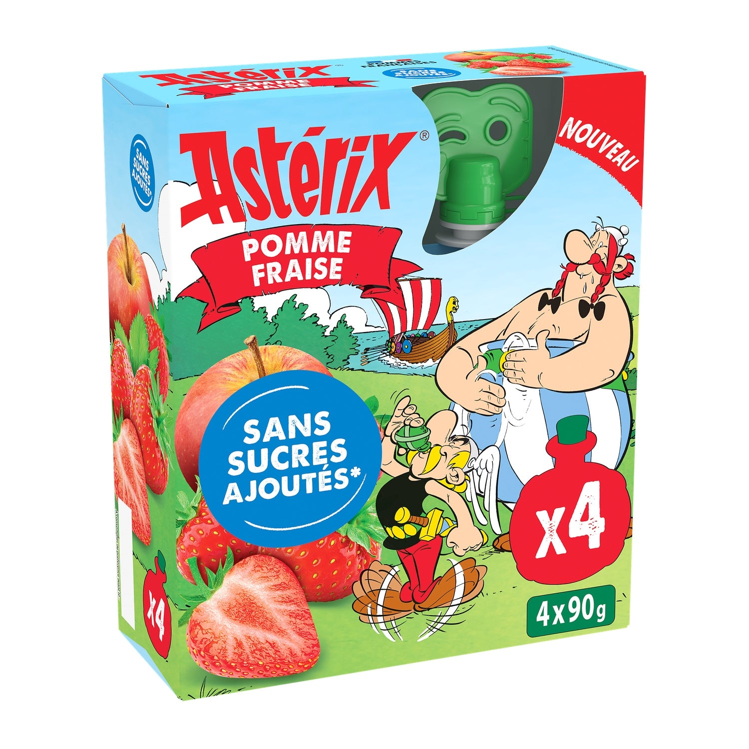 Compote Pomme et Fraise Astérix Sans Sucres Ajoutés LES VERGERS DE CHATEAUBOURG 