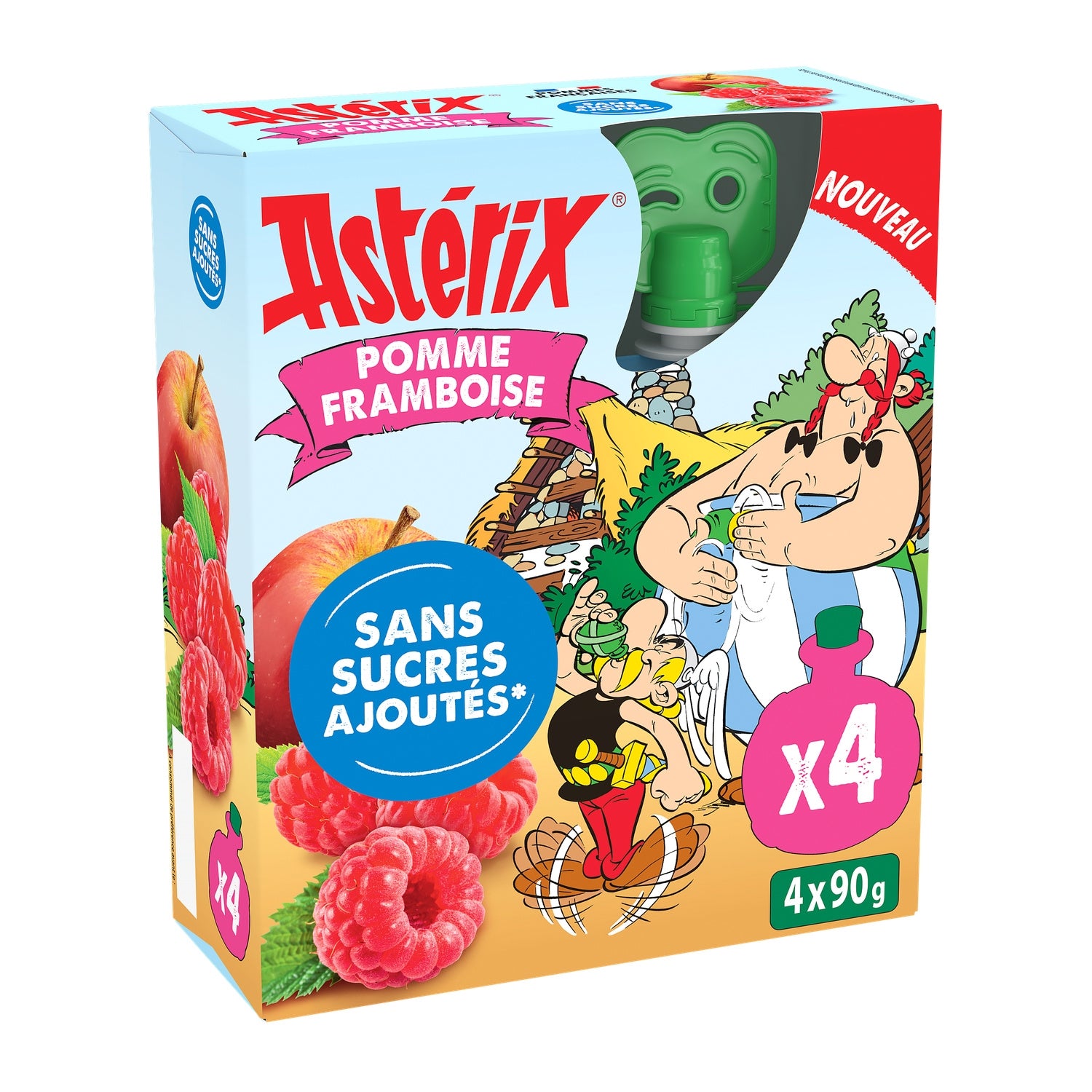 Compote Pomme et Framboise Astérix Sans Sucres Ajoutés LES VERGERS DE CHATEAUBOURG 