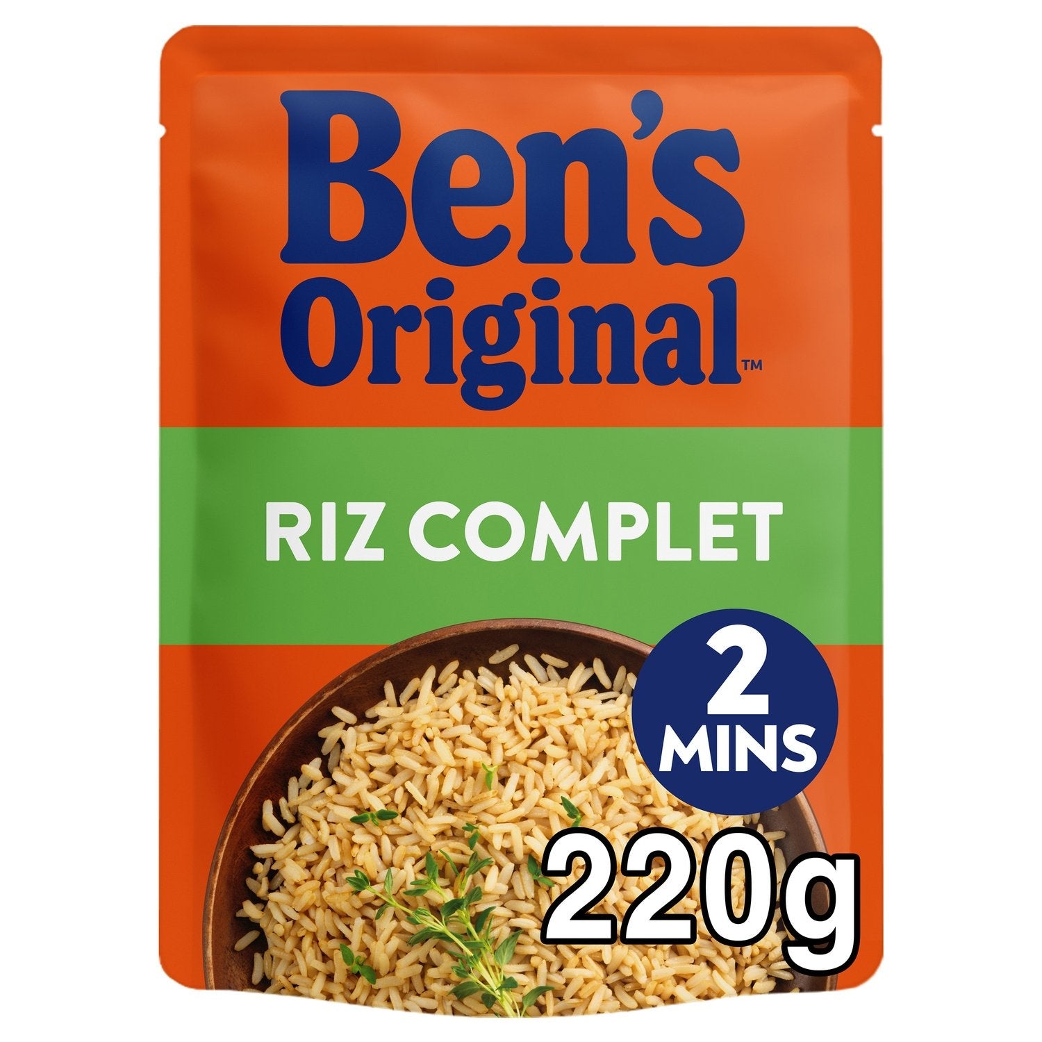 Riz Complet Micro Ondable 2 Min BEN'S ORIGINAL la boîte de 220g