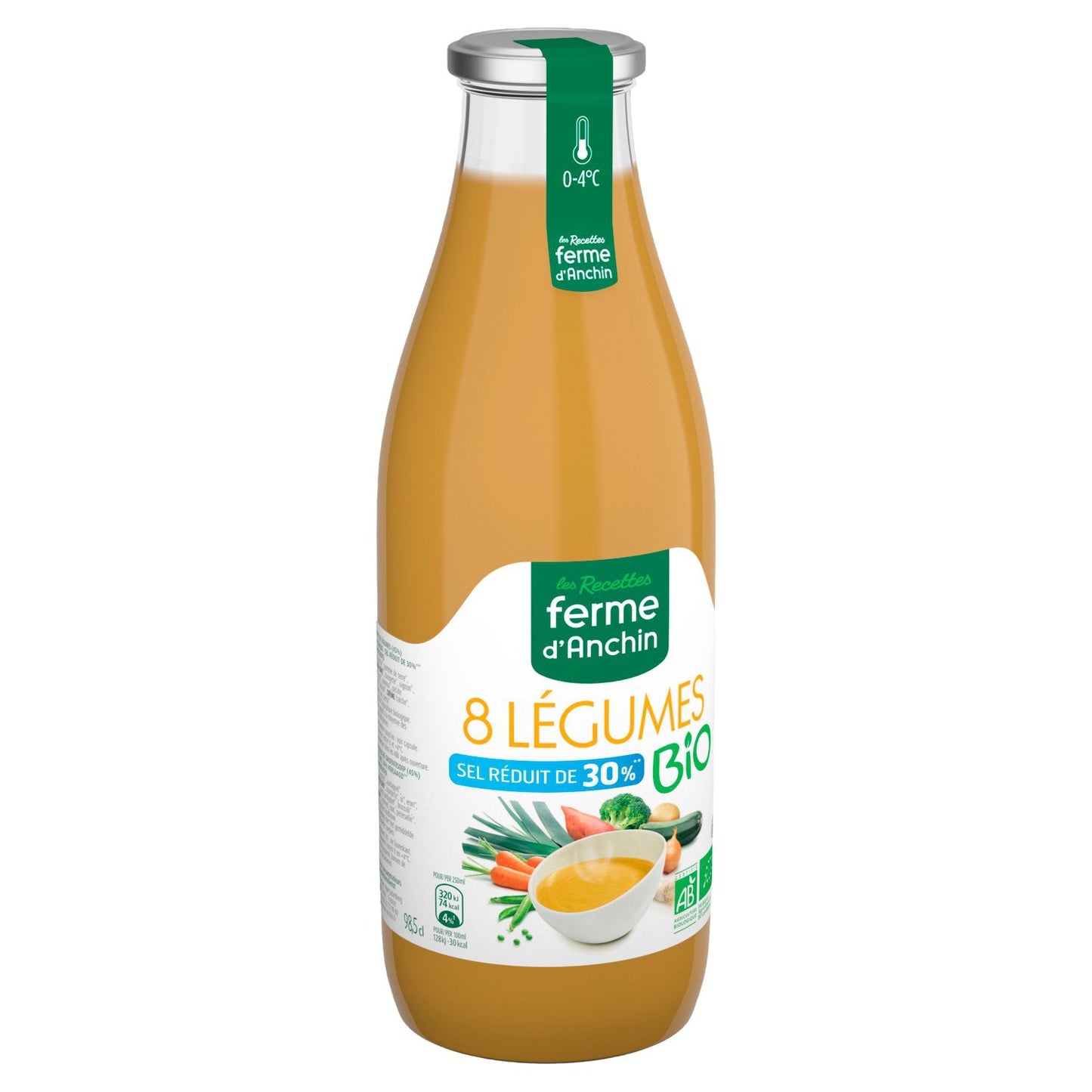 Soupe 8 légumes 30% sel réduit Bio FERME D'ANCHIN 