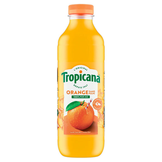 Jus d'Orange Pressée Sans Pulpe Pur Jus TROPICANA la bouteille de 1L