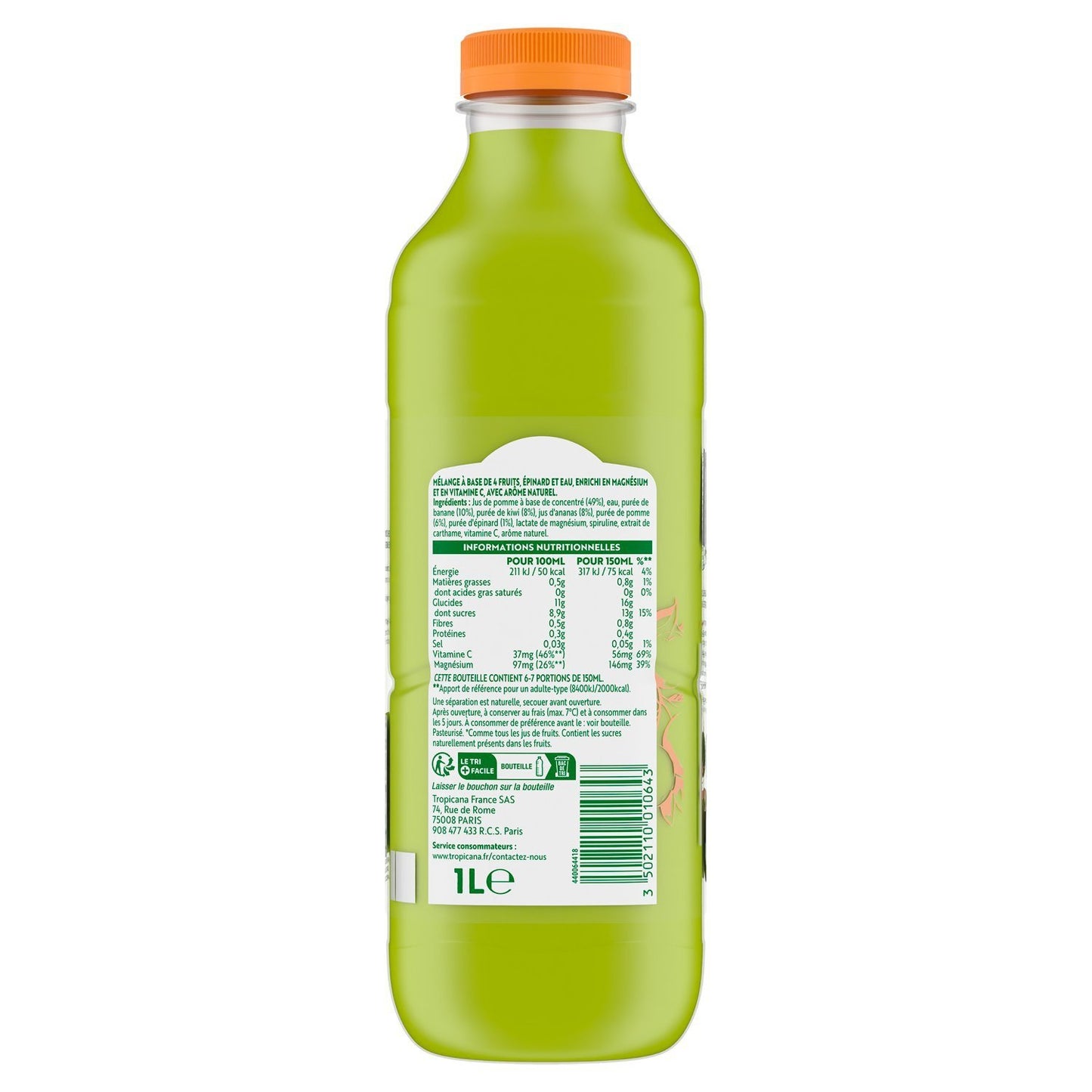 Jus de Fruits Vitalité Ananas, Pomme, Banane, Raisin, Kiwi & Épinard TROPICANA
