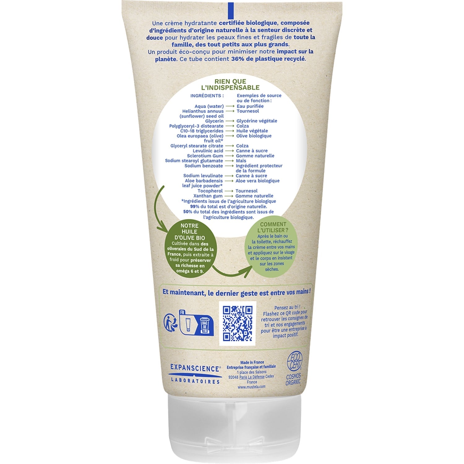 Crème bébé Hydratante A L'Huile D'Olive Bio MUSTELA 