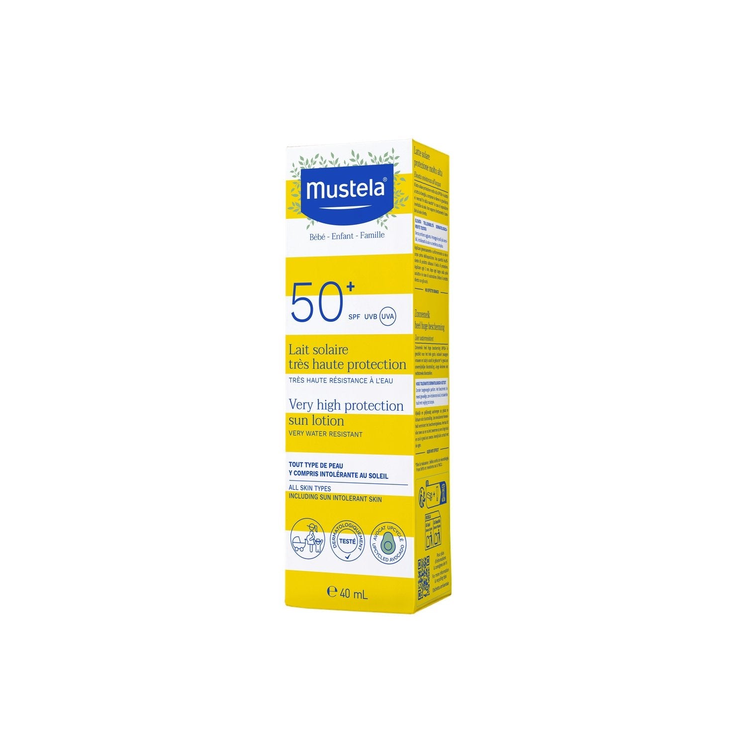 Crème Solaire Bébé Visage Corps Très Haute Protection Spf 50+ Résistant à l'Eau MUSTELA le tube de 40mL
