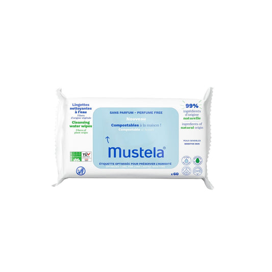 Lingettes Bébé Nettoyantes à l'Eau MUSTELA le sachet de 60 lingettes