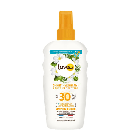 Crème Solaire Lait Corps Spf 30 Hydratant Monoi de Tahiti LOVEA le spray de 150mL