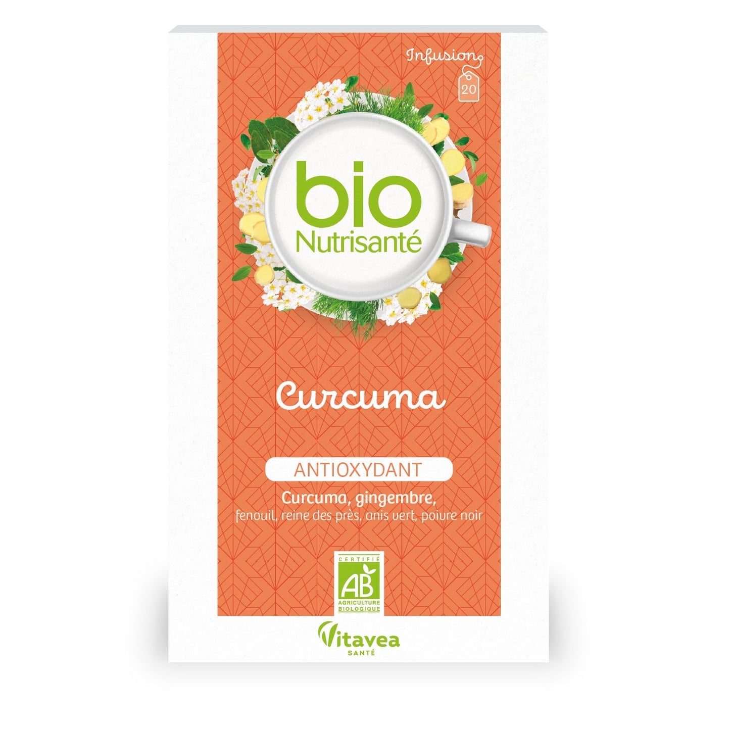 Infusion Antioxydant Curcuma Cannelle Gingembre NUTRISANTE 