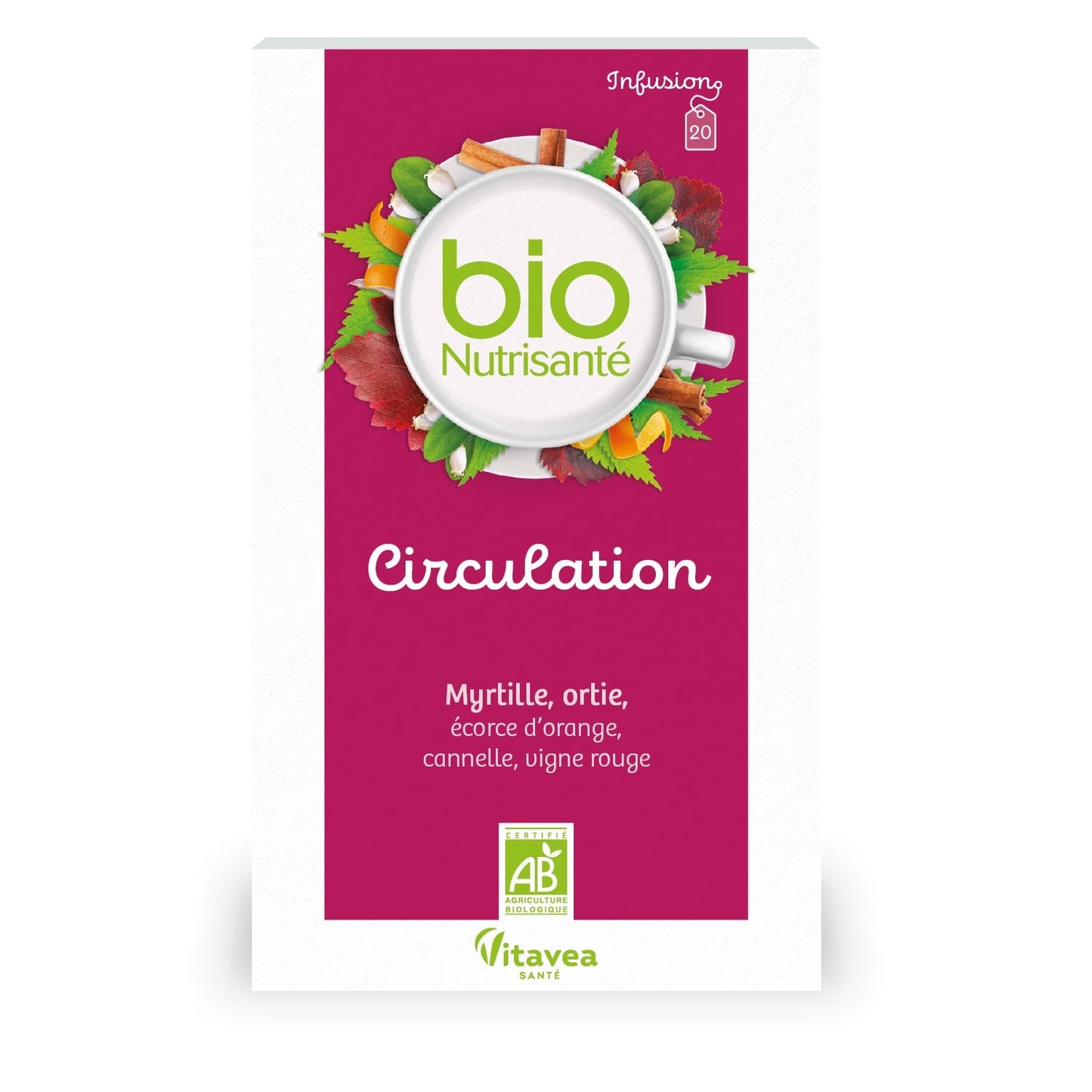 Infusion Circulation Vigne Rouge Cassis Hamamélis Bio BIONUTRISANTE 