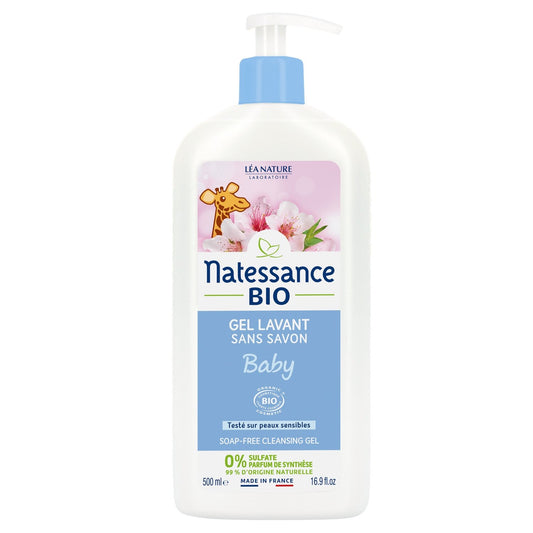 Gel Douche Bébé Sans Savon Bio NATESSANCE la pompe de 500mL