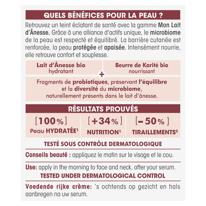 Pflegende Gesichtscreme Cremige Textur Trockene bis sehr trockene Haut Meine Bio-Eselsmilch SO BIO ETIC