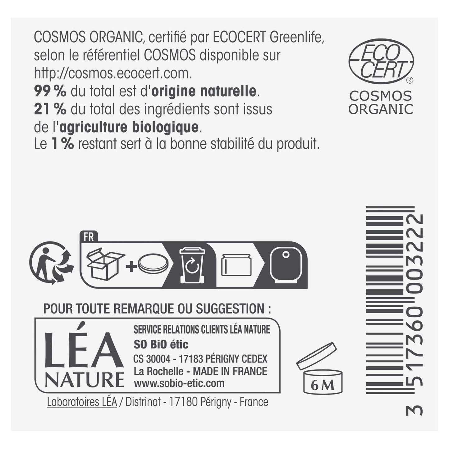 Pflegende Gesichtscreme Cremige Textur Trockene bis sehr trockene Haut Meine Bio-Eselsmilch SO BIO ETIC