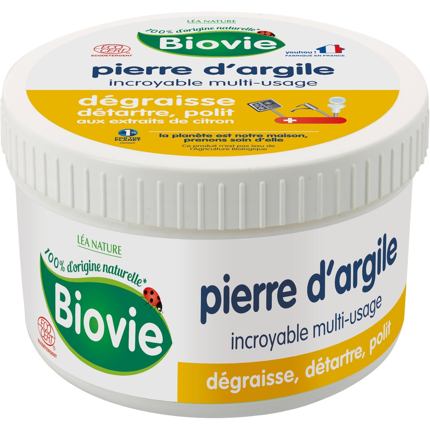 Pierre d'argile Multi-Usage Dégraissant Détartrant Ecologique BIOVIE 