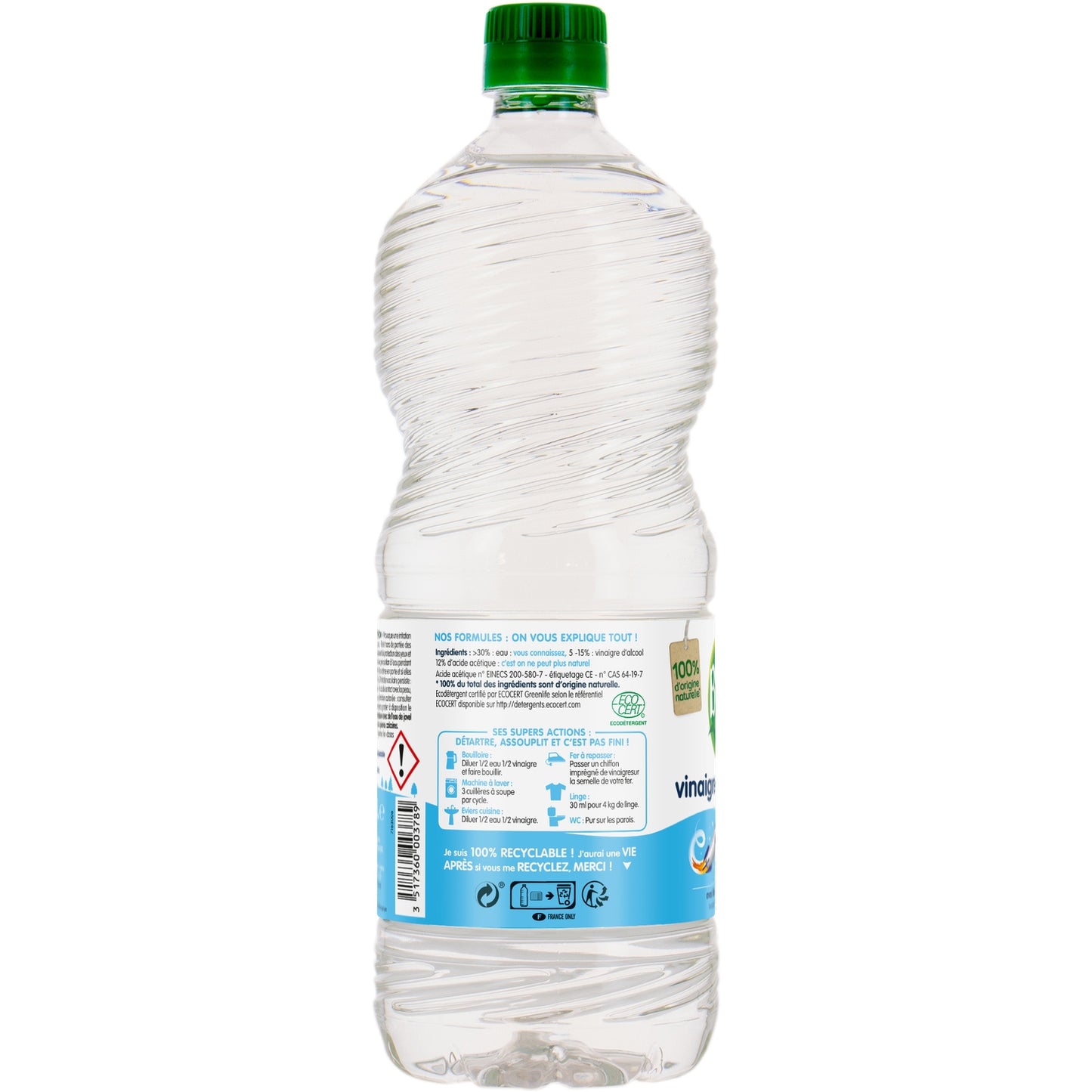 Vinaigre ménager Multi-Usage 12° Sans Parfum Ecocert BIOVIE 