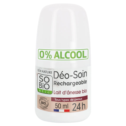 Déodorant Bille Soin Hydratant 24h Lait d'Ânesse Bio SO'BIO ETIC le roll-on