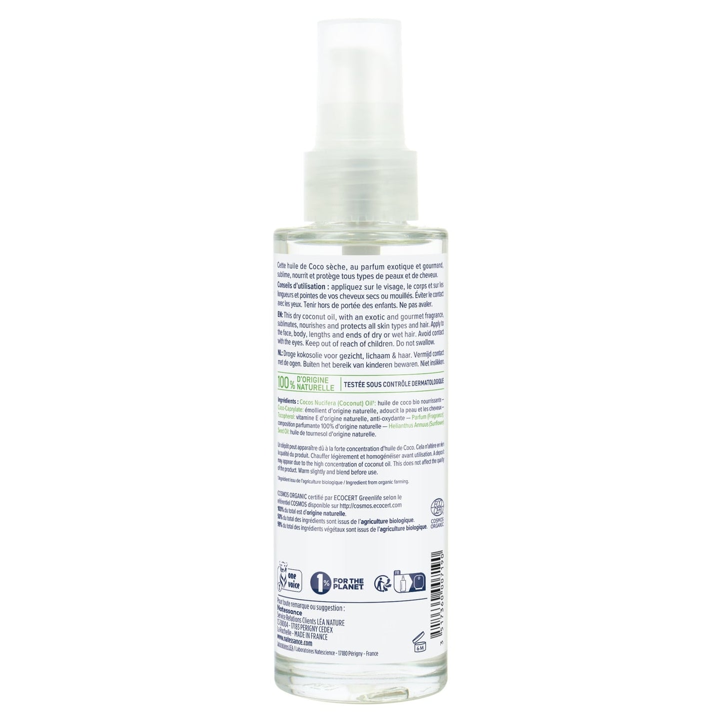 Huile Corps Cheveux Peau Sèche Sublimatrice Noix de Coco Bio LEA NATURE 