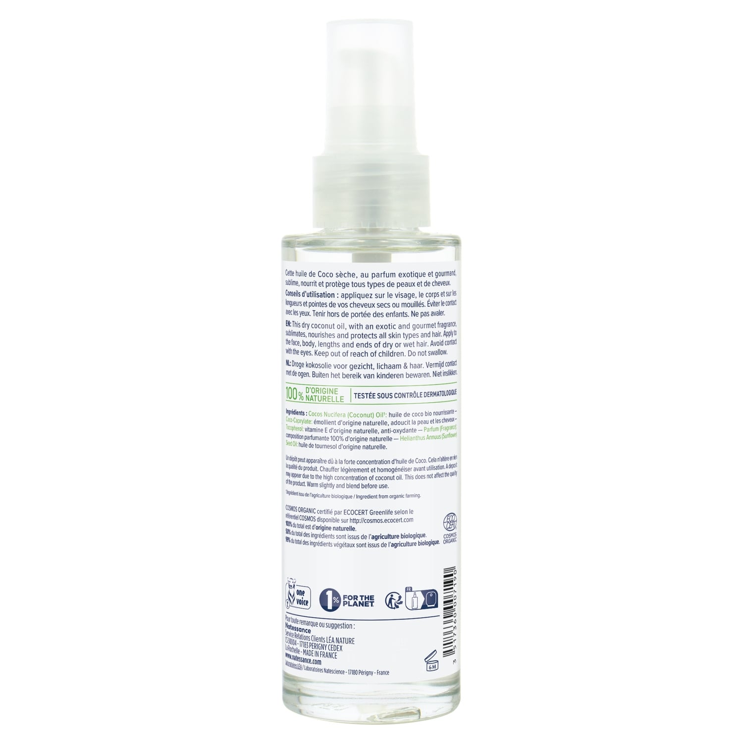 Huile Corps Cheveux Peau Sèche Sublimatrice Noix de Coco Bio LEA NATURE 