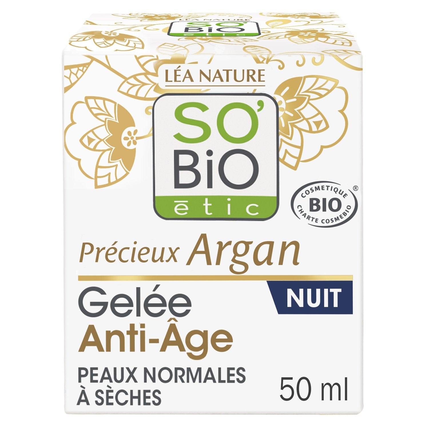 Crème Gelée Anti-Âge Nuit Précieux Argan Bio SO'BIO ETIC Le pot de 40 mL