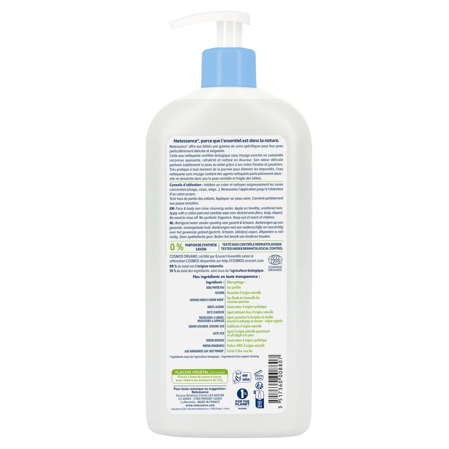 Eau nettoyante bébé Sans rinçage Bio NATESSANCE 