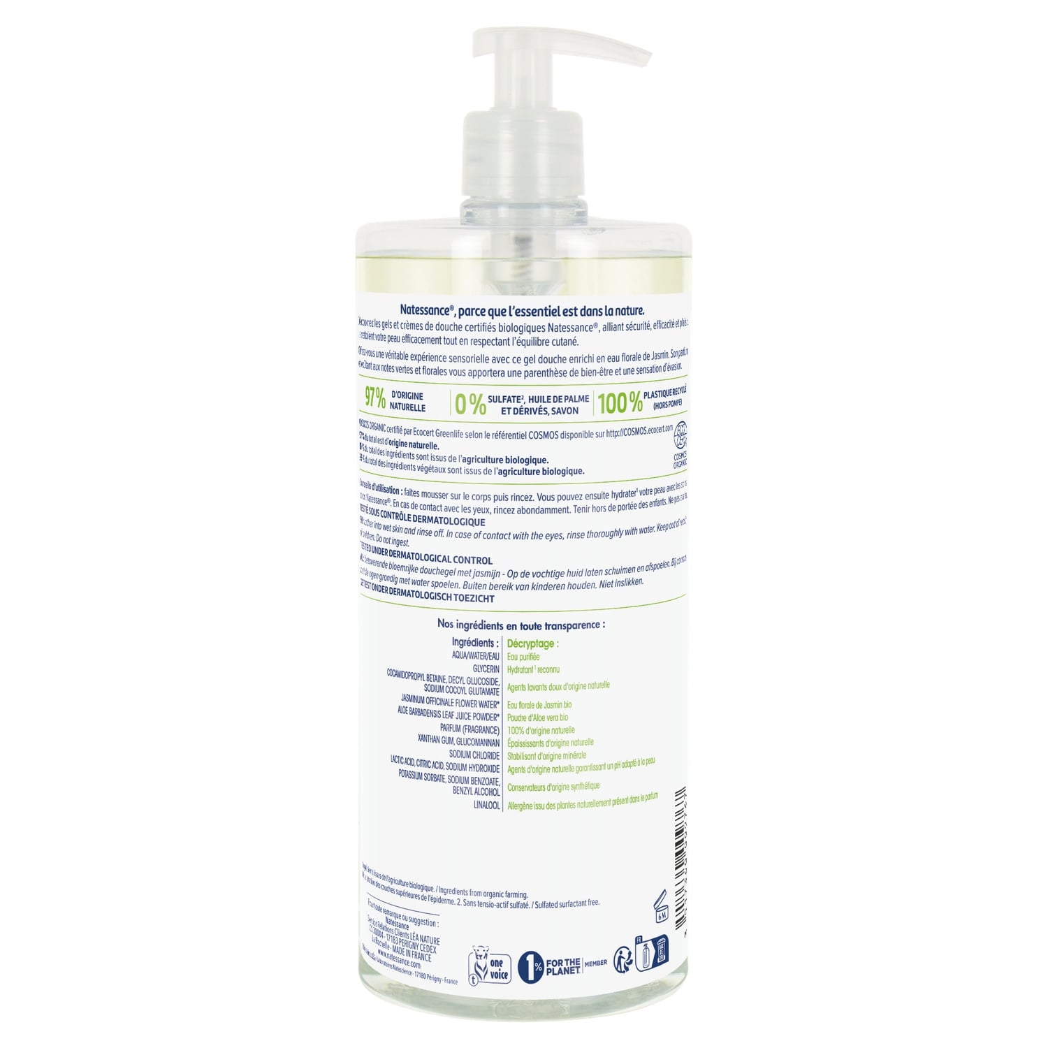 Gel douche Floral au Jasmin Bio NATESSANCE 