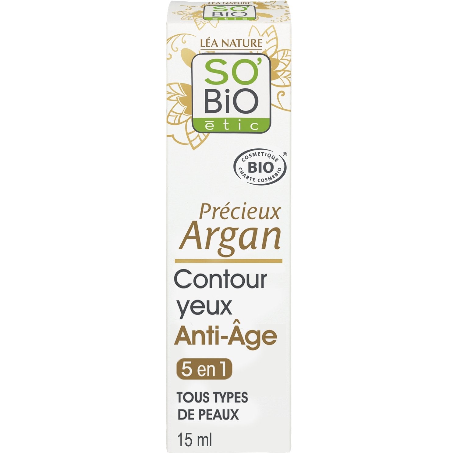Soin des Yeux et Lèvres Contour des Yeux et Lèvres Anti-Âge Précieux Argan Bio SO'BIO ETIC Le tube de 15 mL