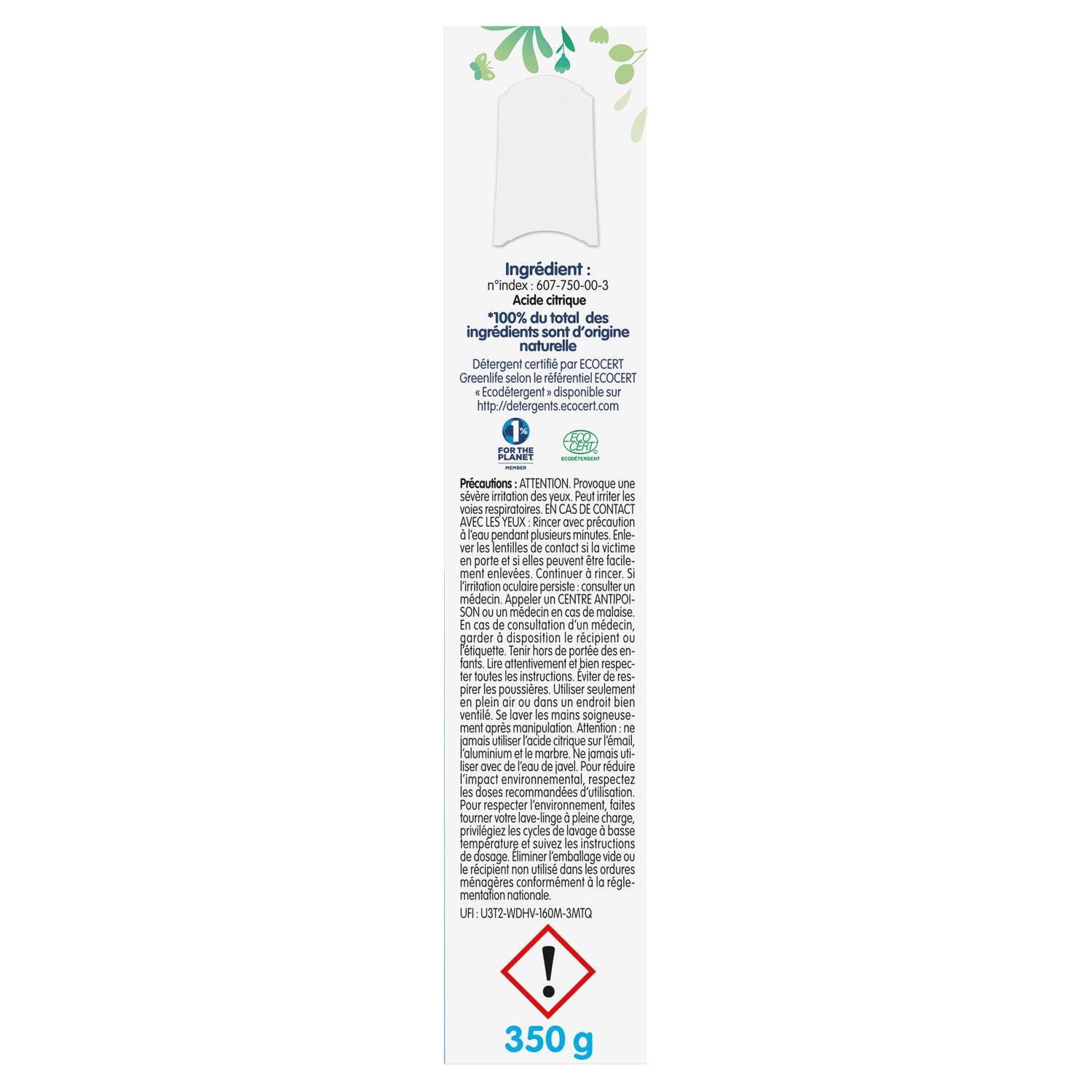 Détartrant Acide Citrique Multi-usage Ecocert Bio BIOVIE 