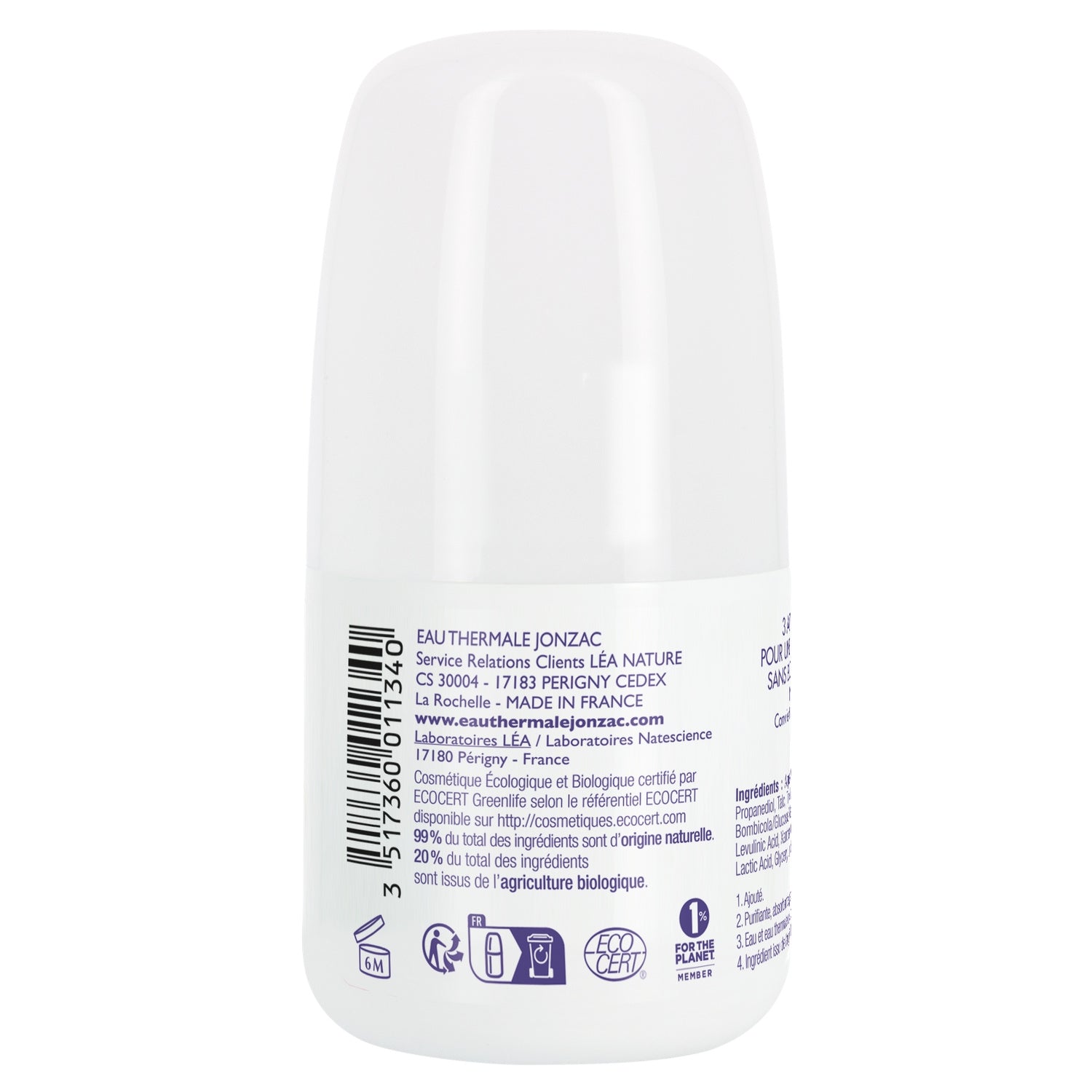 Déodorant Anti-traces 24h Hypoallergénique 0% Alcool EAU THERMALE JONZAC 